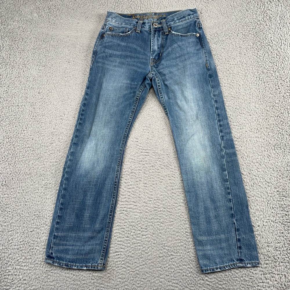 American Eagle Jeans Mens 26x28 Blue Slim Straight Denim 100% Cotton Faded